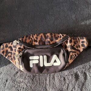 FILA Leopard Print Waist Bag in Brown and Black